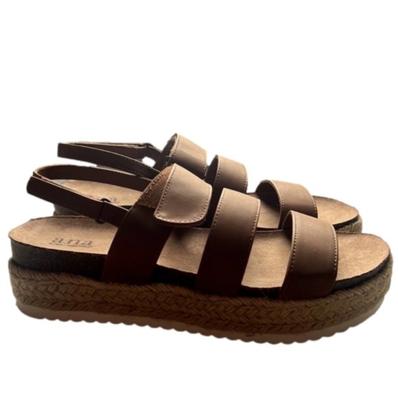 a.n.a Shoes - A.N.A. Carmine Brown Platform Strappy Espadrille Women's size 8.5
